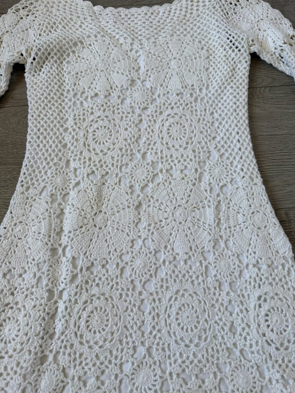 Boston Proper White Long Sleeve Crochet Lace Mini Dress Size XXS - Picture 9 of 12